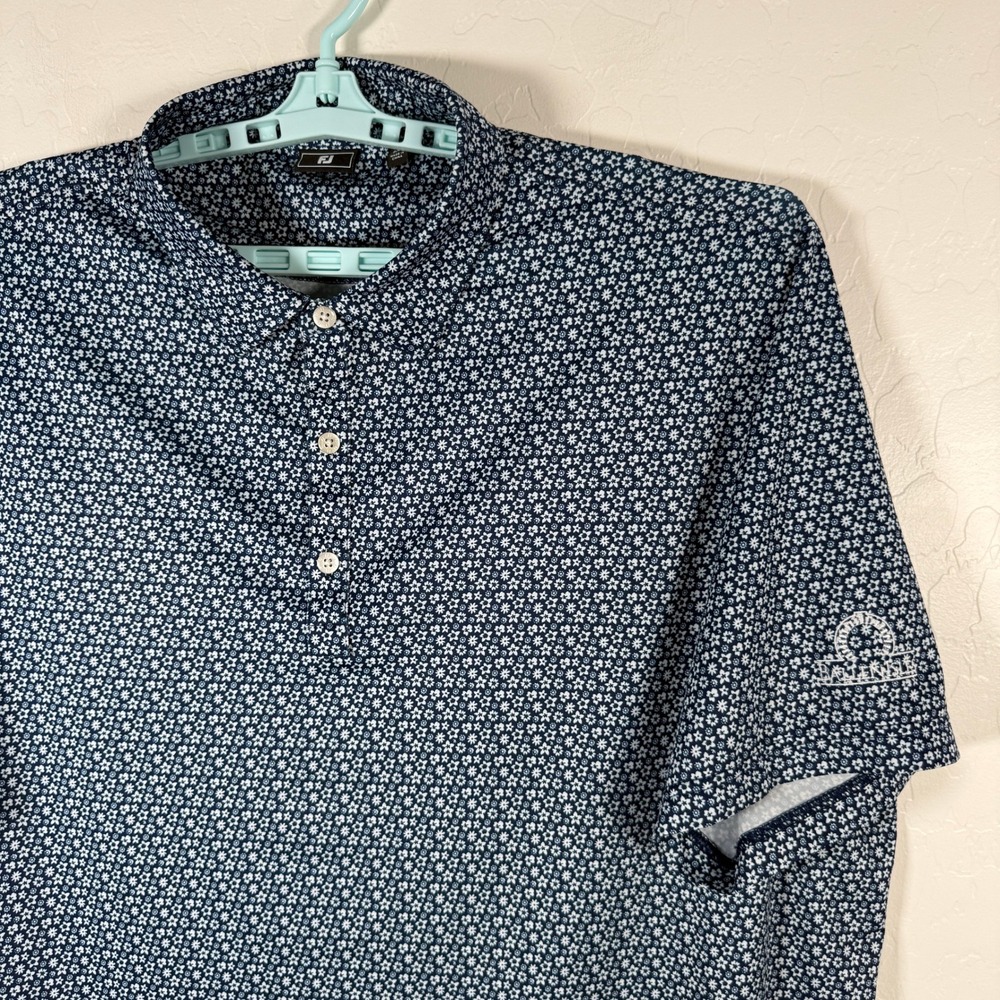 FootJoy Polo Shirt Mens 3XL Blue Golf Performance Stretch Floral Print